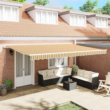 vidaXL Uitschuifbare luifel Meerkleurig 500 × 300 cm Stof en, Verzenden