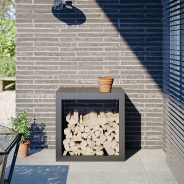 vidaXL Haardhoutrek 60x40x60 cm staal antracietkleurig, Verzenden
