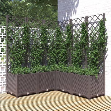 vidaXL Plantenbak met latwerk 120x120x136 cm polypropeen, Verzenden