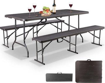 Picknickset Campingtafel vouwtafel met banken diverse model, Ophalen of Verzenden, Nieuw, Rechthoekig, Kunststof