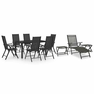 vidaXL 10-delige Loungeset zwart en antracietkleurig, Verzenden, Nieuw, Loungeset