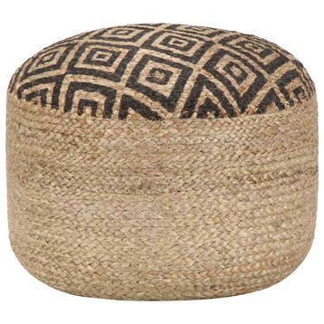 vidaXL Poef handgemaakt 45x30 cm jute zwart, Verzenden