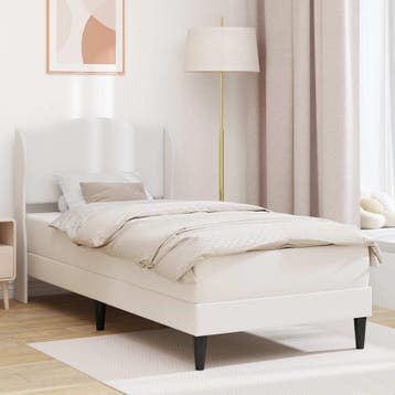vidaXL Bedframe met hoofdeinde Wit 90 x 200 cm Kunstleer, Verzenden, Nieuw
