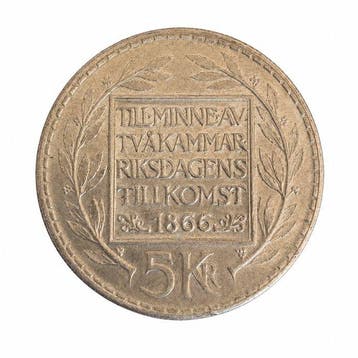Zweden. Gustaf VI Adolf. 5 Kronor 1966 / Constitutional, Gestempeld