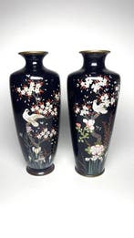 Vase - Émail, Cuivre, Argent - Japon - Période Meiji, Antiquités & Art