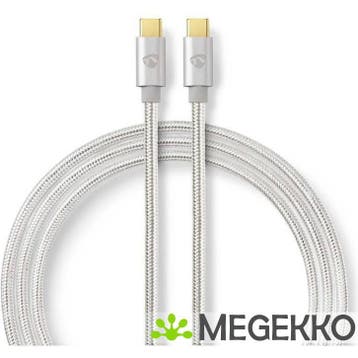 Nedis USB 3.1 Gen 1 5Gbps 60W USB Type-C 2m Zilver, Verzenden, Nieuw