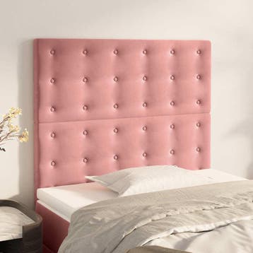 vidaXL Hoofdbord roze 100x5x118/128 cm fluweel, Verzenden, Nieuw