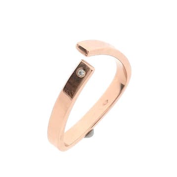 Jeunesse roségouden ring met diamant; 0,01 ct., Handtassen en Accessoires, Ringen, Gebruikt, Ophalen of Verzenden, Kleiner dan 17