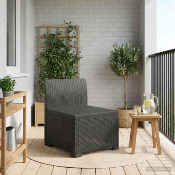 vidaXL Eén-zits Tuin Sofa Rieten Look PP Antraciet, Verzenden, Nieuw