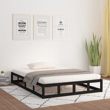 vidaXL Bedframe massief hout zwart 160x200 cm, Verzenden, Nieuw