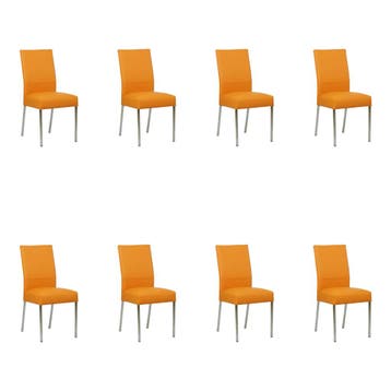 Set van 8 Leren eetkamerstoelen Real - Toledo Mandarin, Ophalen of Verzenden, Nieuw, Leer, Eén