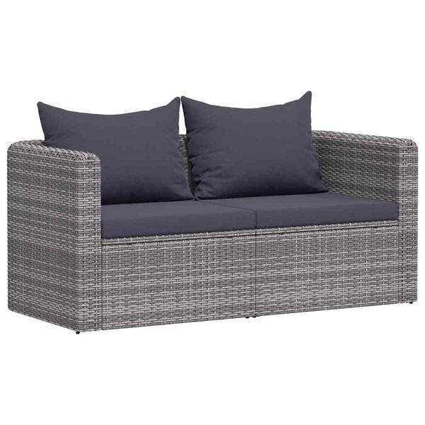 Tuinhoekbanken 2 st poly rattan grijs | Retour Deal | 52%..., Tuin en Terras, Tuinbanken, Nieuw, Rotan, Verzenden
