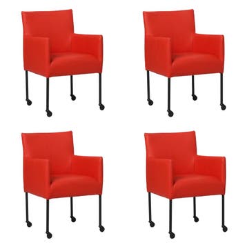 Set van 4 Leren eetkamerstoelen Desire - Toledo Ferrari, Ophalen of Verzenden, Nieuw, Leer, Eén