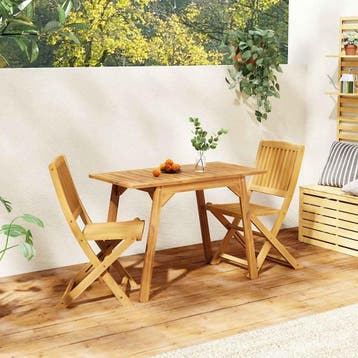 vidaXL 3-delige Balkonset massief acaciahout, Tuin en Terras, Tuinsets en Loungesets, Verzenden, Nieuw