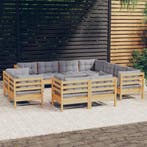 vidaXL 11-delige Loungeset met grijze kussens massief, Verzenden, Nieuw, Loungeset