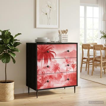 vidaXL Ladekast AACHEN Roze palmboom print 66 x 36,5 x 76 cm, Verzenden