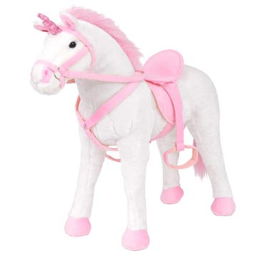 vidaXL Speelgoedeenhoorn staand XXL pluche wit en roze, Enfants & Bébés, Jouets | Peluches, Verzenden