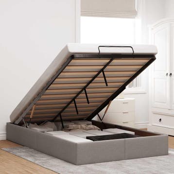 vidaXL Bedframe zonder matras 120x200 cm stof taupe, Verzenden
