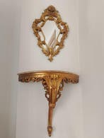 Wandtafel - Verguld hout, Marmer - consoletafel, spiegel, Antiek en Kunst