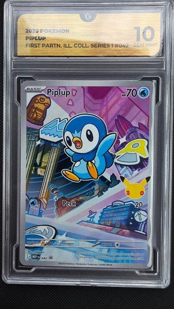 Pokémon - 1 Graded card - Piplup 042 Full art, Foil, Promo, Nieuw