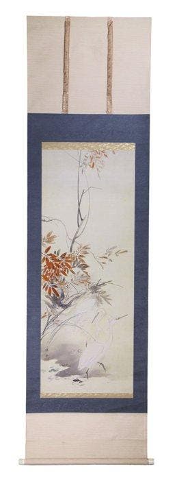 Autumn Trees and White Egrets, Aki Sagi Zu (), Silk
