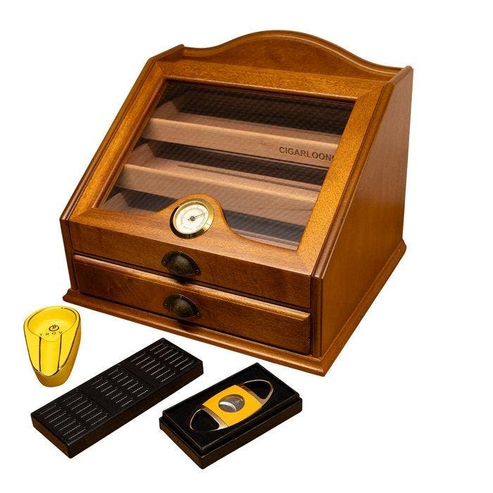 Sigarendoos (4) - cedar - Luxe Humidor set, Collections, Articles de fumeurs, Briquets & Boîtes d'allumettes