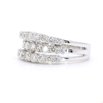 Statement ring - 14 karaat Witgoud - 1.08ct. tw. Diamant