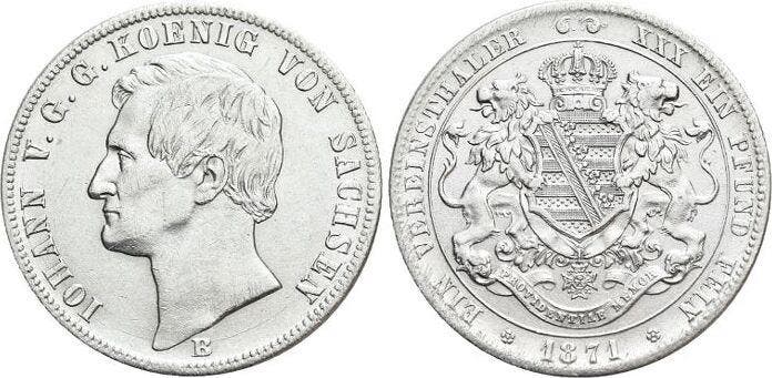 Vereinstaler, daalder 1871 B Sachsen-albertinische Linie..., Postzegels en Munten, Munten | Europa | Niet-Euromunten, België, Verzenden