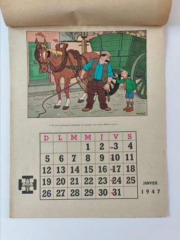 Hergé illustrateur - 1 Kalender F.S.C. - 1947, Nieuw