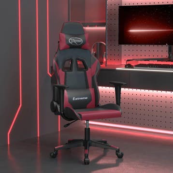 vidaXL Massage gamestoel kunstleer zwart en wijnrood, Verzenden