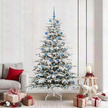 vidaXL Kunstmatige Hinged Kerstboom Wit 210 cm PE en PVC, Verzenden, Nieuw