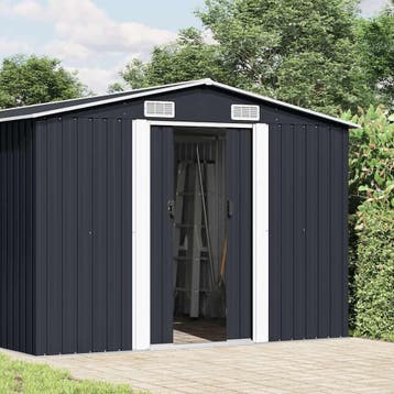 vidaXL Tuinschuur 257x392x181 cm metaal antracietkleurig, Tuin en Terras, Verzenden, Nieuw