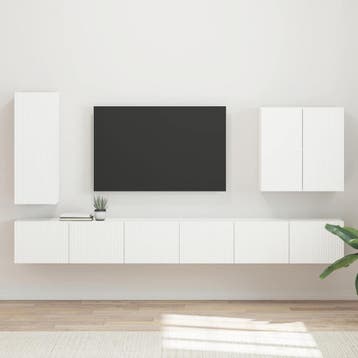 vidaXL Tv Wandkast Set 6 st Wit, Verzenden