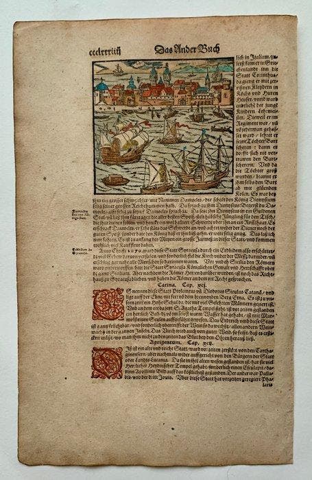 Italië - Sicilië, Syracuse; Sebastian Münster - (Syracusa, Boeken, Atlassen en Landkaarten