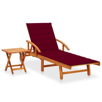 vidaXL Ligbed met tafeltje en kussen massief acaciahout, Tuin en Terras, Verzenden, Nieuw