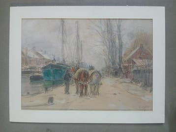 Henri Seghers (1848-1919) - Bedrijvigheid in de haven -