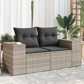 vidaXL Tuinbank 2-zits met kussens poly rattan lichtgrijs, Tuin en Terras, Tuinsets en Loungesets, Verzenden, Nieuw