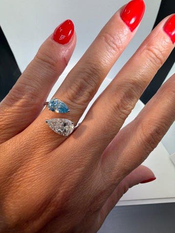 Zonder minimumprijs - Ring - 14 karaat Witgoud - 3.04ct. tw.