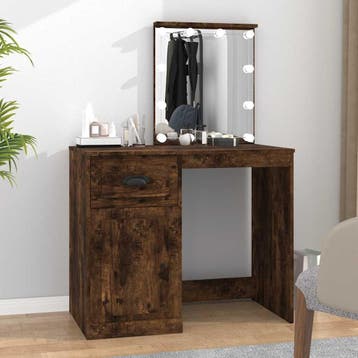 vidaXL Kaptafel met LED 90x50x132,5 cm bewerkt hout gerookt, Verzenden, Nieuw