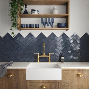 Wandtegel Equipe Ceramica Coco Blue Night Blauw Glans 5x15, Nieuw, Minder dan 20 cm, 10 m² of meer, Wandtegels