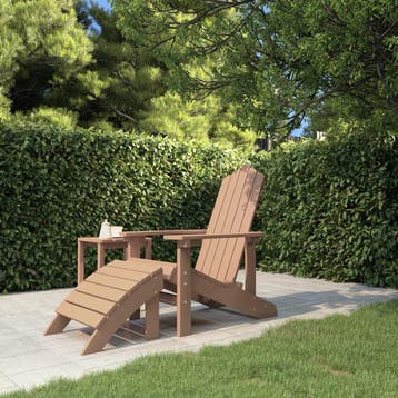 vidaXL Tuinstoel Adirondack met voetenbank HDPE bruin, Verzenden, Nieuw