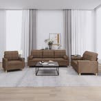 vidaXL 3-delige Loungeset met kussens stof bruin, Verzenden, Nieuw