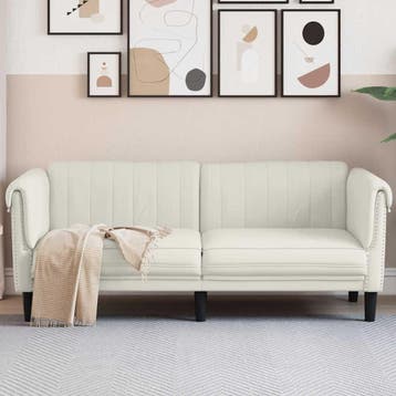 vidaXL 2-zitsbank / zetel fluweel crèmekleurig, Huis en Inrichting, Verzenden, Nieuw