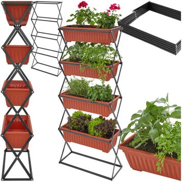 Verticaal plantenrek met 4 bakken 52x21x127cm - bruin, Tuin en Terras, Verzenden, Nieuw