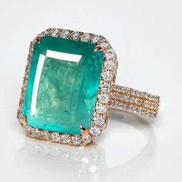 Zonder minimumprijs - Ring - 14 karaat Roségoud, IGI 6,98 ct, Nieuw