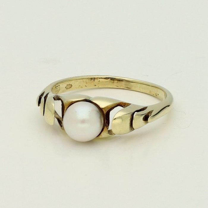 Sans prix de réserve - Bague - 14 carats Or jaune - Perle, Bijoux, Sacs & Beauté, Bagues