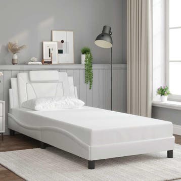 vidaXL Bedframe Viana zonder matras kunstleer wit 100x200, Verzenden