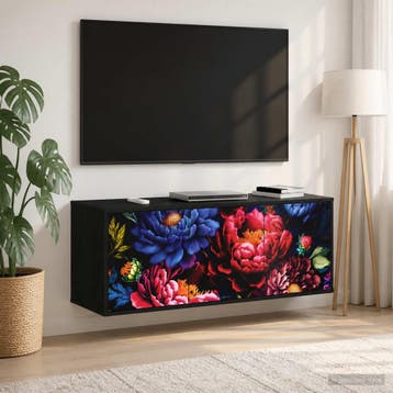 vidaXL Wand gemonteerd TV Kast KIEL 102 x 33 x 40 cm Zwart, Verzenden, Nieuw