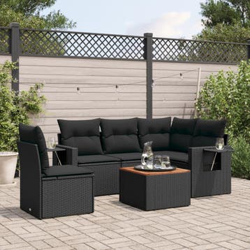 vidaXL Patio Sofa Set 6-zits Black, Verzenden, Nieuw