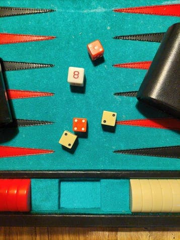 Jeu de société - Backgammon - cuir, Antiquités & Art